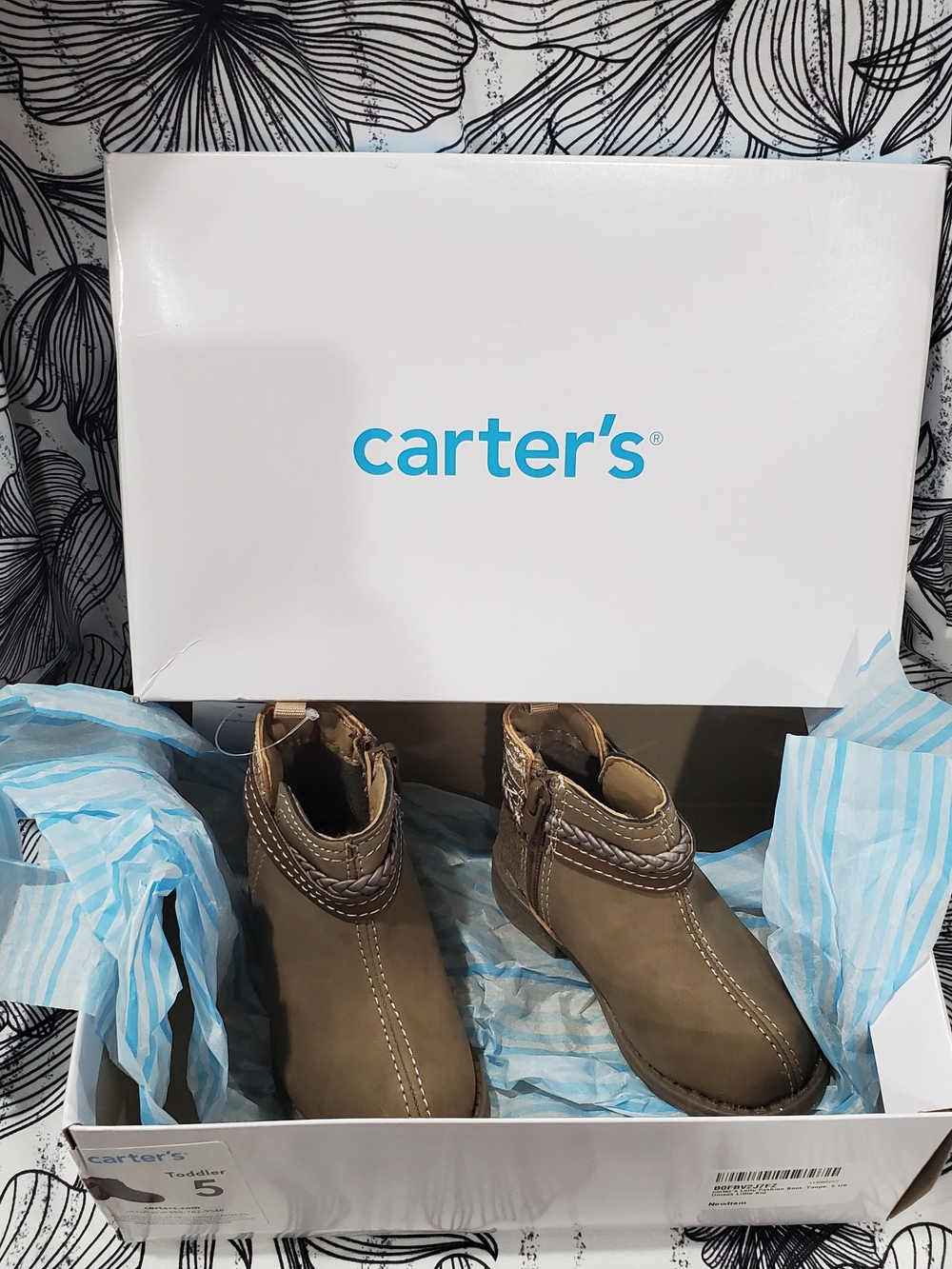 Carter's Tan Toddler Ankle Boots with Braided Accent